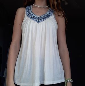 White flowy top
